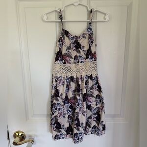 Purple & Cream Floral Toddler Girl Summer Dress - Size 4/5t